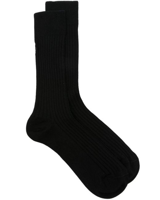 Jil Sander Black Gerippte Socken mit Logo-Stickerei