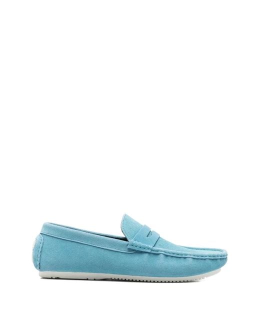 SERGIO MORETTI FIRENZE Blue Suede Penny Loafers for men