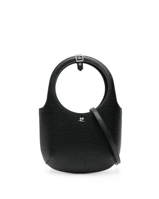 Courreges Black Holy Tejus Leather Tote Bag