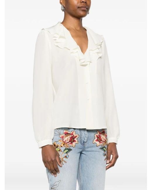 Etro White Ruffled Blouse