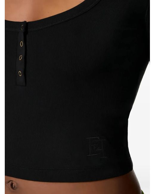 Elisabetta Franchi Black Haut Boutonné À Manches Longues