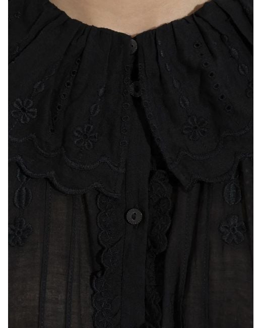 Isabel Marant Black Lenora Embroidered Cotton Mini Dress