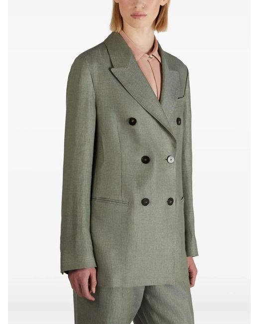 Slowear Green Double-Breasted Linen Jacket