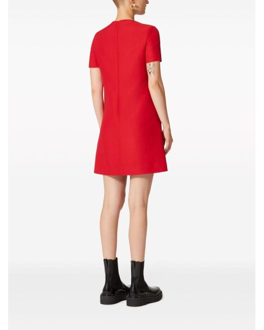 Valentino Garavani Red Floral-appliqué Mini Dress