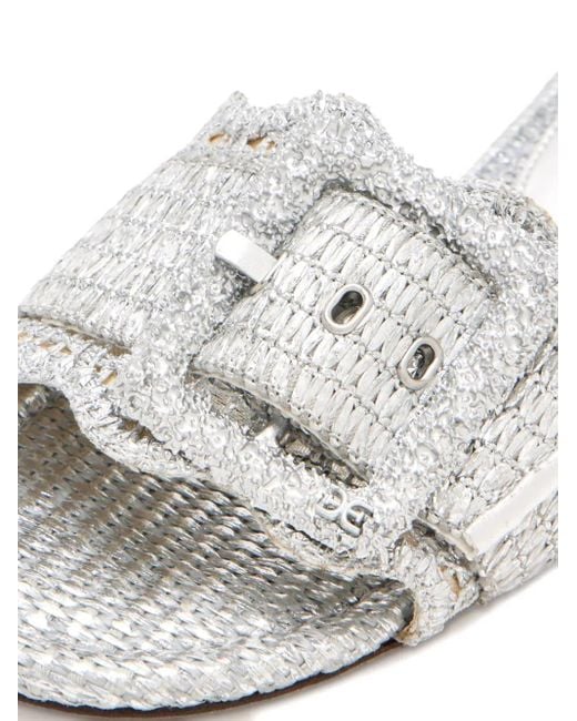 Sam Edelman White Bambi Buckle-Embellished Woven Sandals