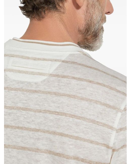 Zegna White Linen T-Shirt for men