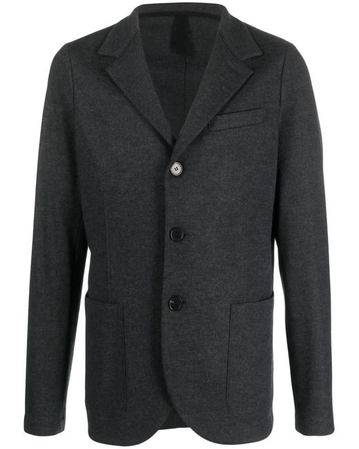 Harris Wharf London Black Single-Breasted Virgin-Wool Blazer for men