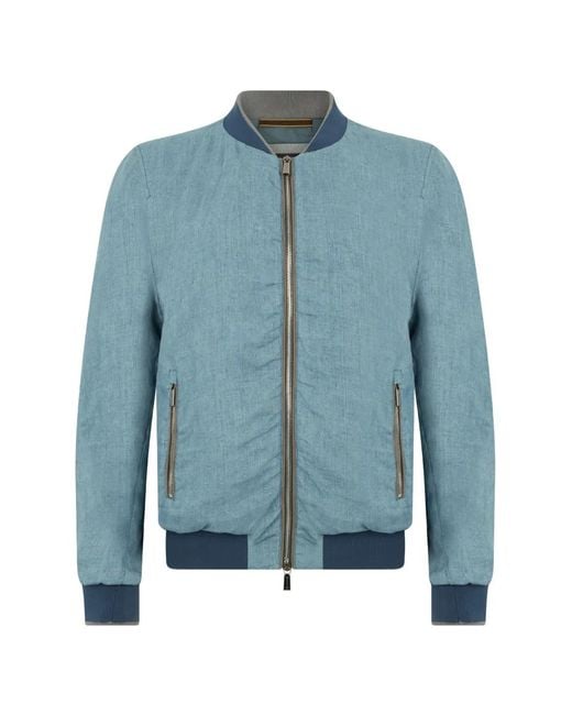 Moorer Blue Padded Zip Jacket for men