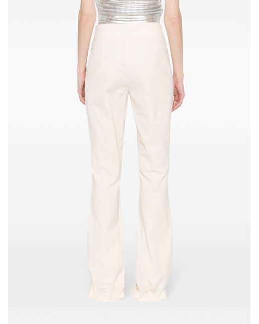Genny White Crinkled-finish Flared Trousers