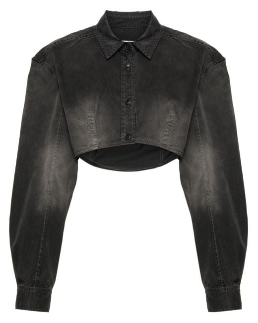 Chemise en coton à coupe crop Alexander Wang en coloris Black