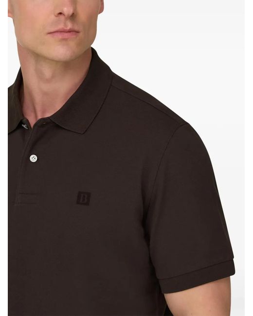 Boggi Black Button Flocked Polo Shirt for men