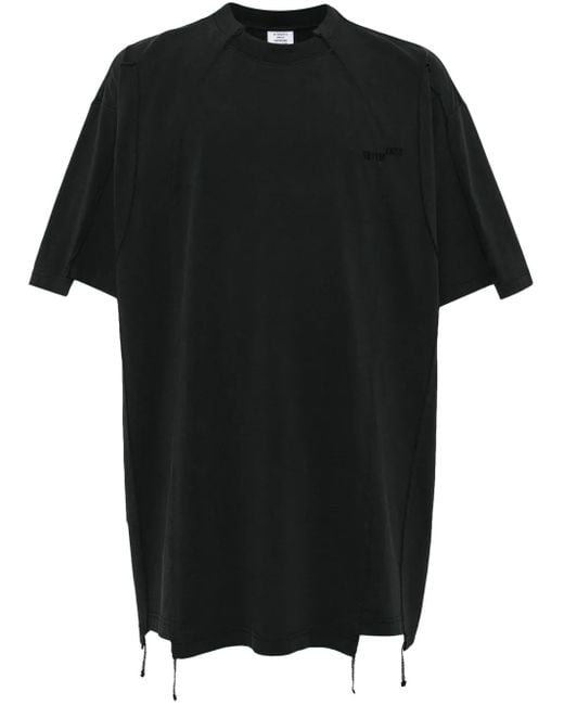 Vetements Black Embroidered Cotton T-Shirt