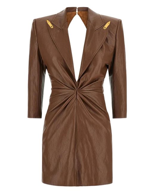 Robe Courte À Revers Crantés Elisabetta Franchi en coloris Brown