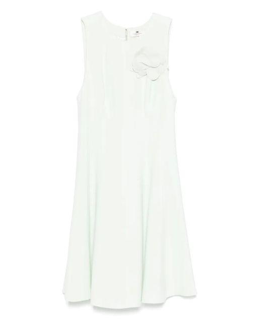 Elisabetta Franchi White Floral-Appliqué Crepe Mini Dress