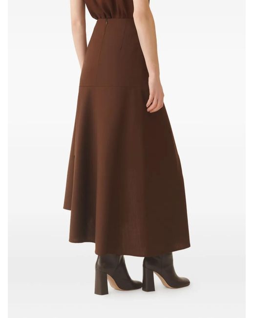 Fabiana Filippi Brown Wool-Blend Asymmetric Maxi Skirt