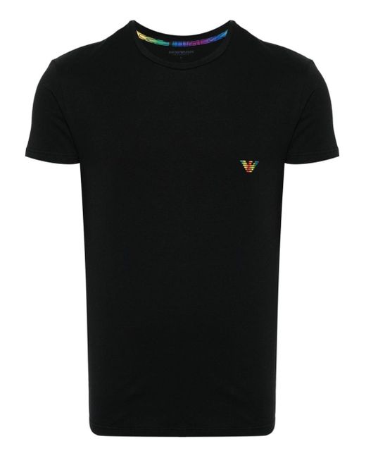 T-shirt à logo imprimé Emporio Armani pour homme en coloris Black