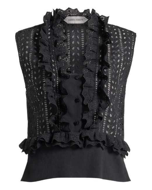 Alberta Ferretti Black Polyester Cotton Top