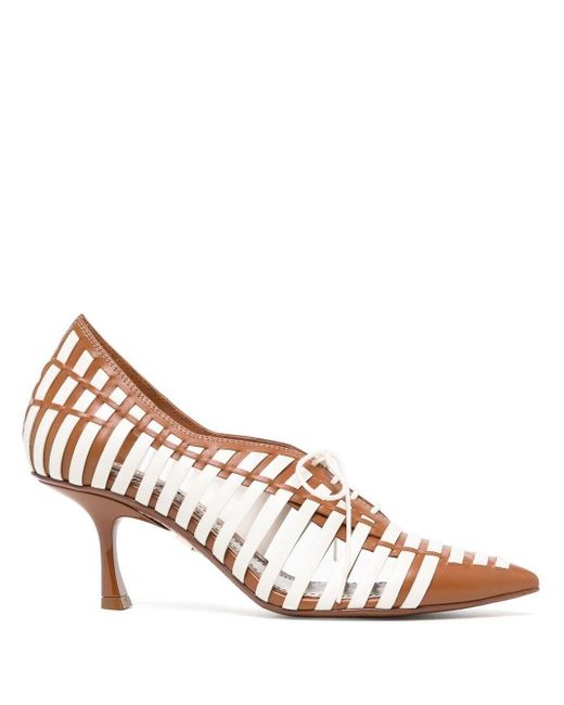 Zimmermann White Woven-detail Lace-up Pumps