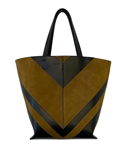 Phoebe Philo Green Cabas Chevron Suede-Leather Tote Bag