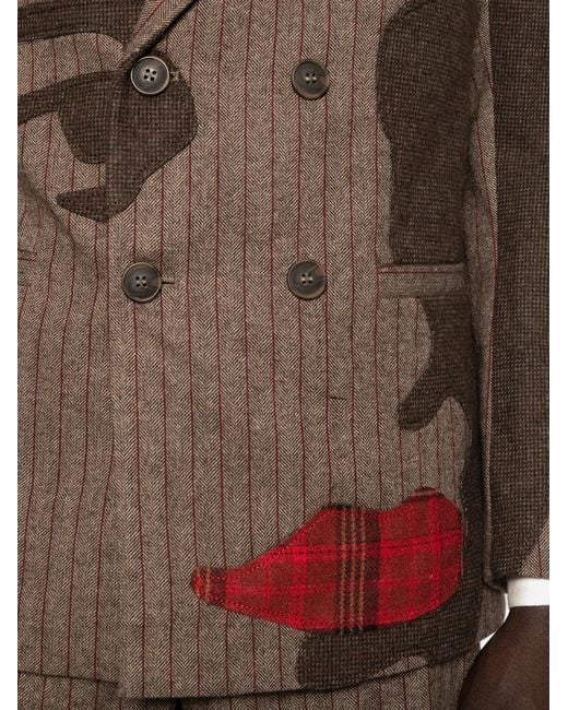 Kidsuper Brown Pinstriped Face-Patchwork Jacket for men