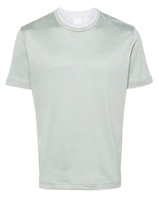 Eleventy Green Contrasting-trim Cotton T-shirt for men