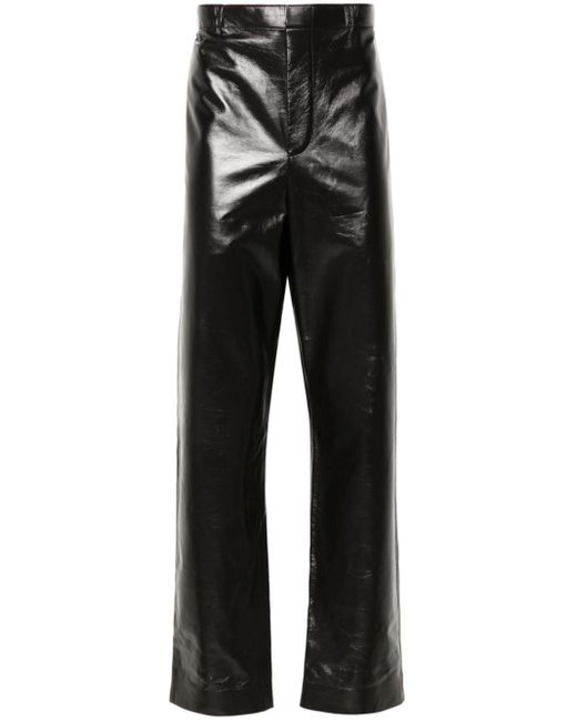 Bottega Veneta Black Straight-leg Leather Trousers for men