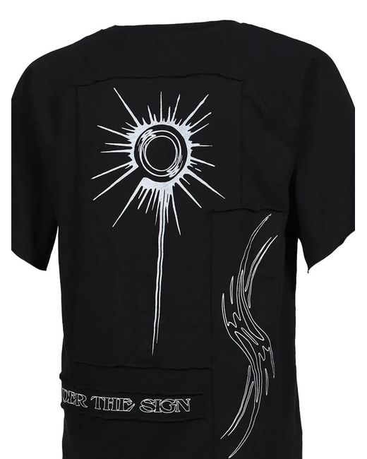 UNDER THE SIGN Black Uts Chronicles Printed Patchwork T-Shirt for men