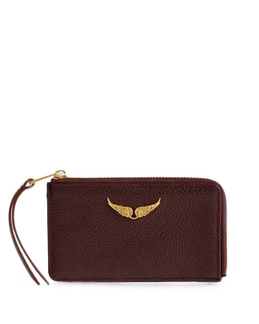 Zadig & Voltaire Purple Grained-Leather Card Holder