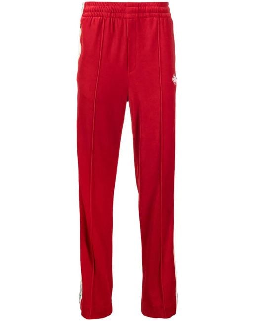 Casablanca Red Logo-Patch Striped Track Pants for men
