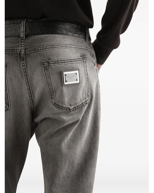 Dolce & Gabbana Gray Jean À Plaque Logo for men