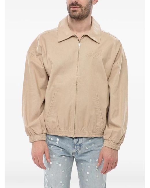 Willy Chavarria Natural Kendrick Logo-Embroidered Bomber Jacket for men