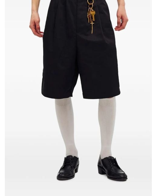 Willy Chavarria Black Borracho Pleated-Waistband Wide-Leg Shorts