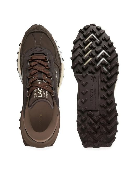 Lacoste Brown Elite Active Suede Panelled Sneakers for men