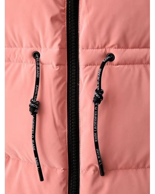 Karl Lagerfeld Pink Padded Hooded Gilet