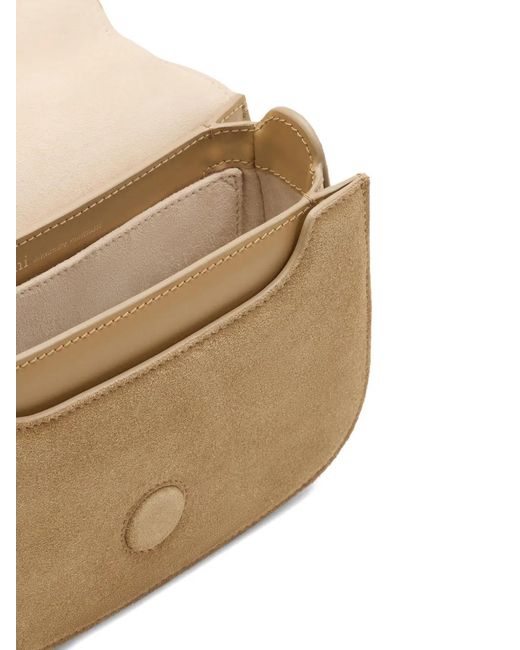 AMI Natural Paris Paris Leather Shoulder Bag