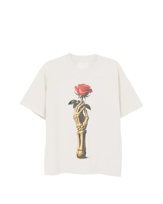 Melt White Rose-Print T-Shirt for men