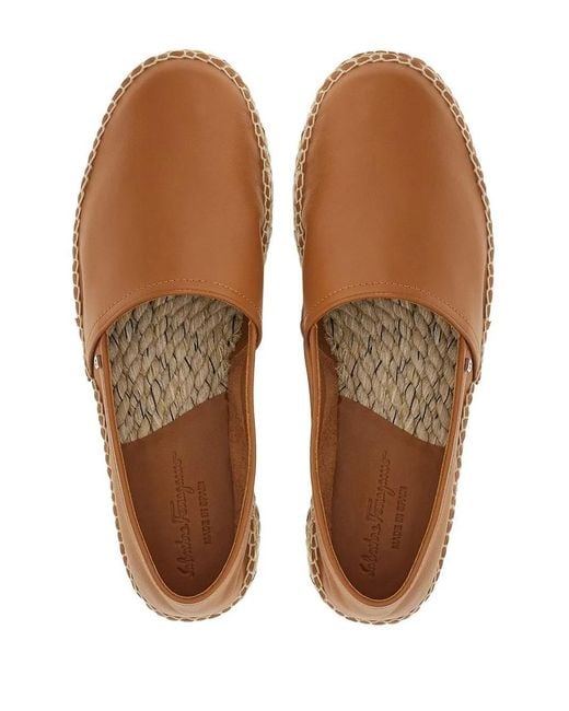Ferragamo Brown Topstitch Detail Espadrilles for men