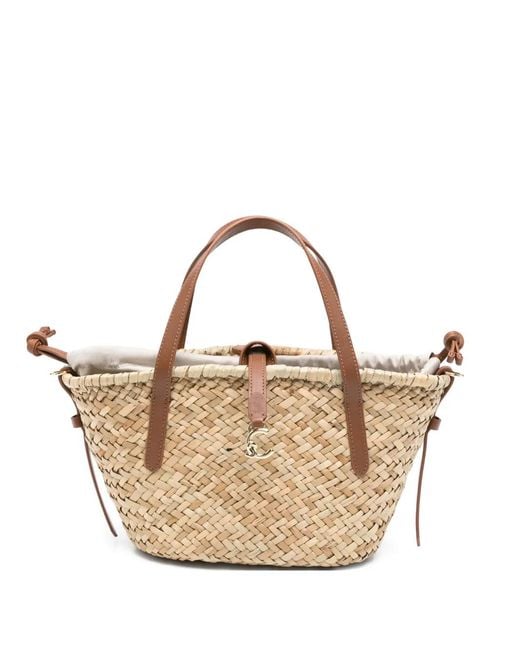 Coccinelle Natural C-Me Woven Leather-Trim Tote Bag