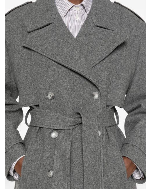 LE SULLY STUDIO Gray Double-Breasted Belted Coat