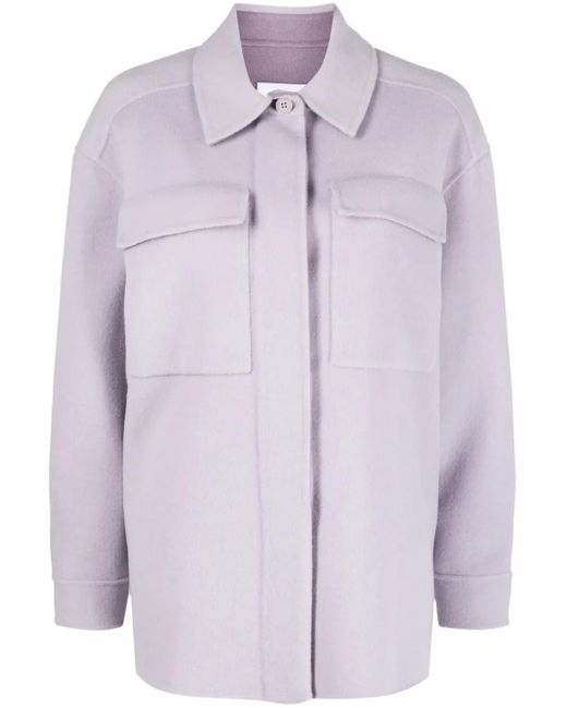 Calvin Klein Purple Spread-Collar Wool Shirt Jacket