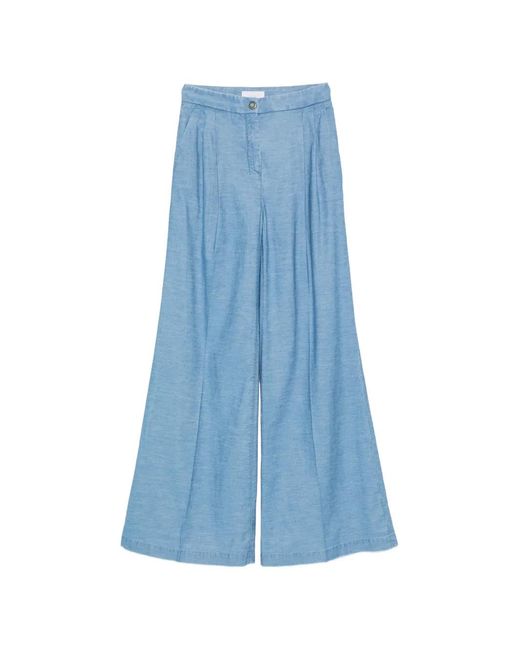Via Masini 80 Blue Wide-Leg Trousers