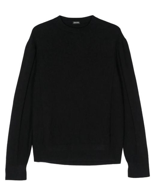 Zegna Black Brushed Sweater for men