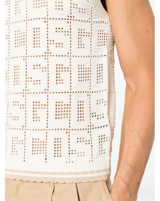 Gcds White Monogram Macramé Sleeveless Jumper for men