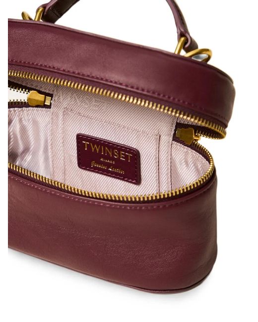 Twinset Purple Leather Bucket Bag
