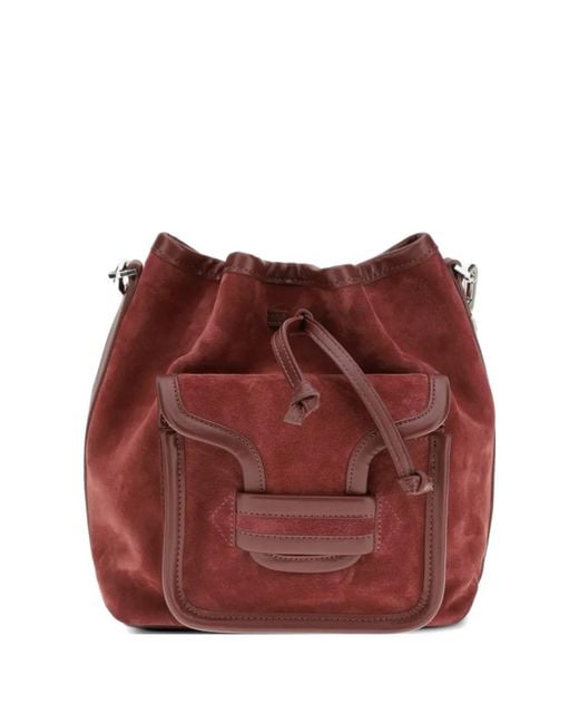 Pierre Hardy Red Maxi Alpha Suede Flap Pocket Bucket Bag