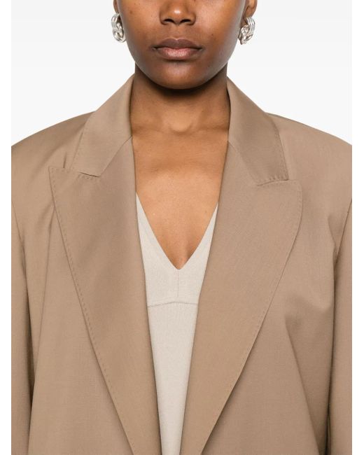 Blazer De Lana Con Cierre De Lazo Max Mara de color Natural