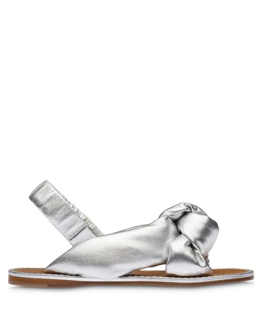 Miu Miu White Knotted Flat Sandals