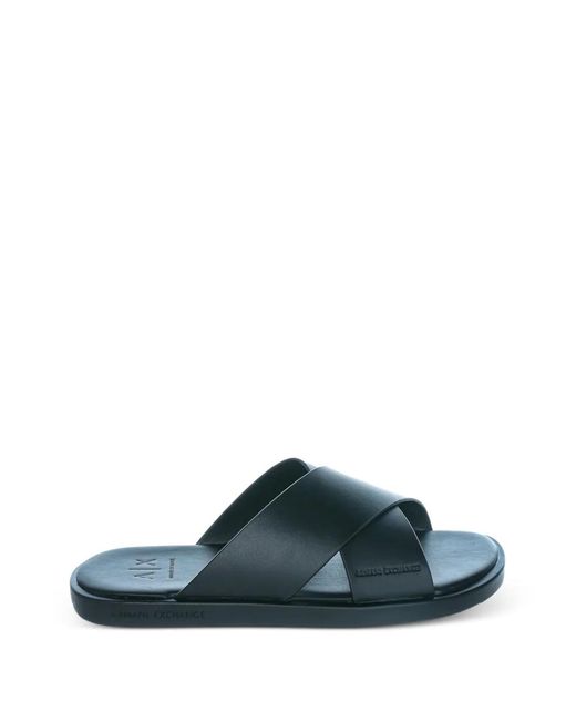 ARMANI EXCHANGE Blue Criss-Cross Leather Sandals for men
