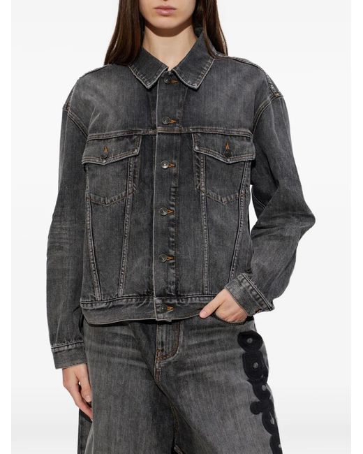 Balenciaga Gray Logo-Embroidered Buttoned Jacket