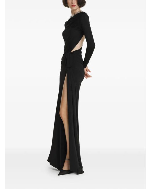 2310 STUDIO Black Cut-Out Side-Slit Maxi Dress